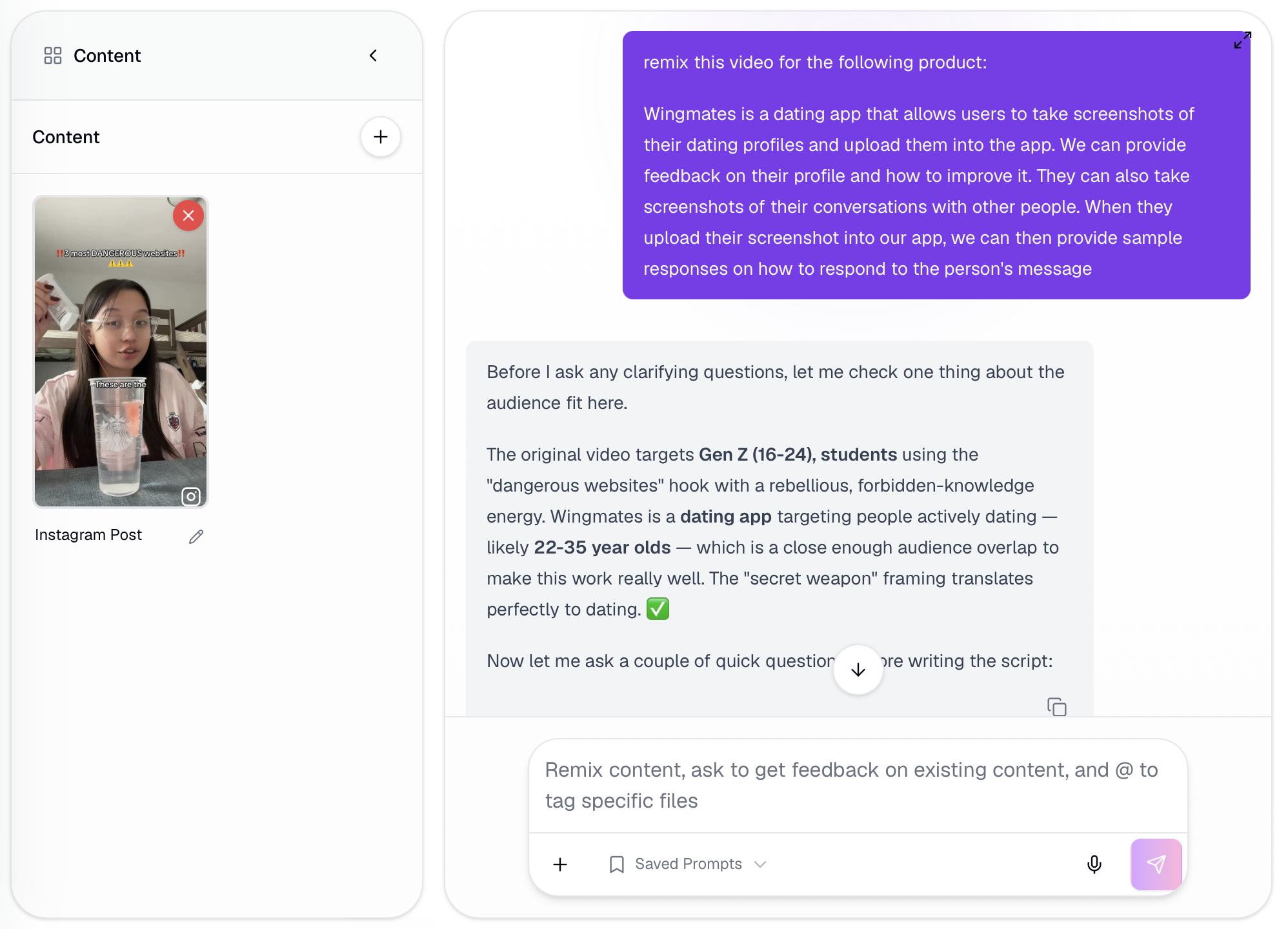 Short-form script remix workflow preview